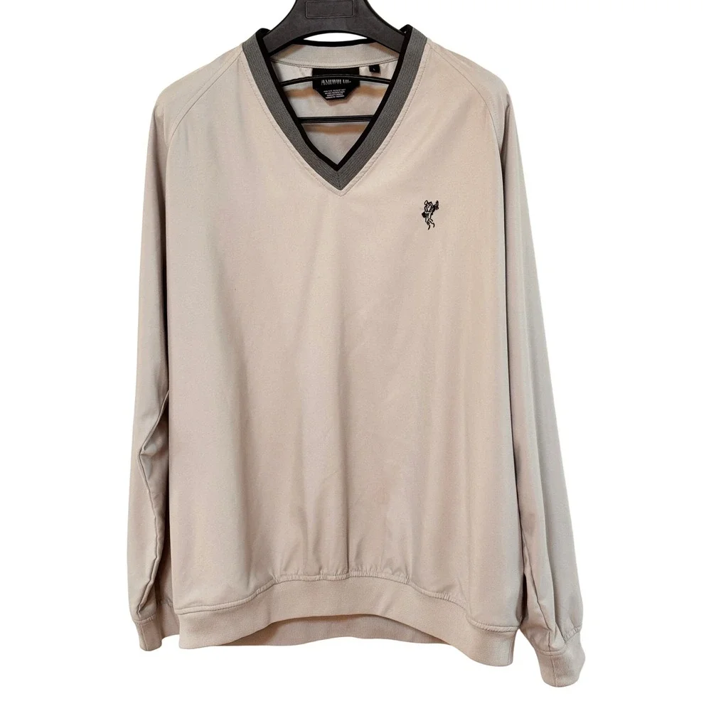 Ashworth Mens Golf Windbreaker Pullover Water Resistant Breathable Light Tan L - Picture 1 of 6